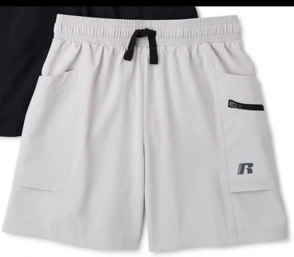 Shorts Russell Dri-Power 360 Wicks Sweat Cargo meninos jovens P (6-7) cinza - Imagem 1 de 4