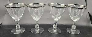 4er Set Vintage Tiffin-Franziskaner Brookmar Wasserkelche Platinrand 6" - Bild 1 von 16