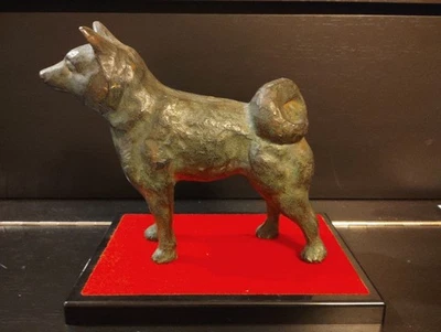 Hachiko AKITA Dog Metal Statue 4.7 inch Japanese Metalwork Figurine - Image 1 of 4