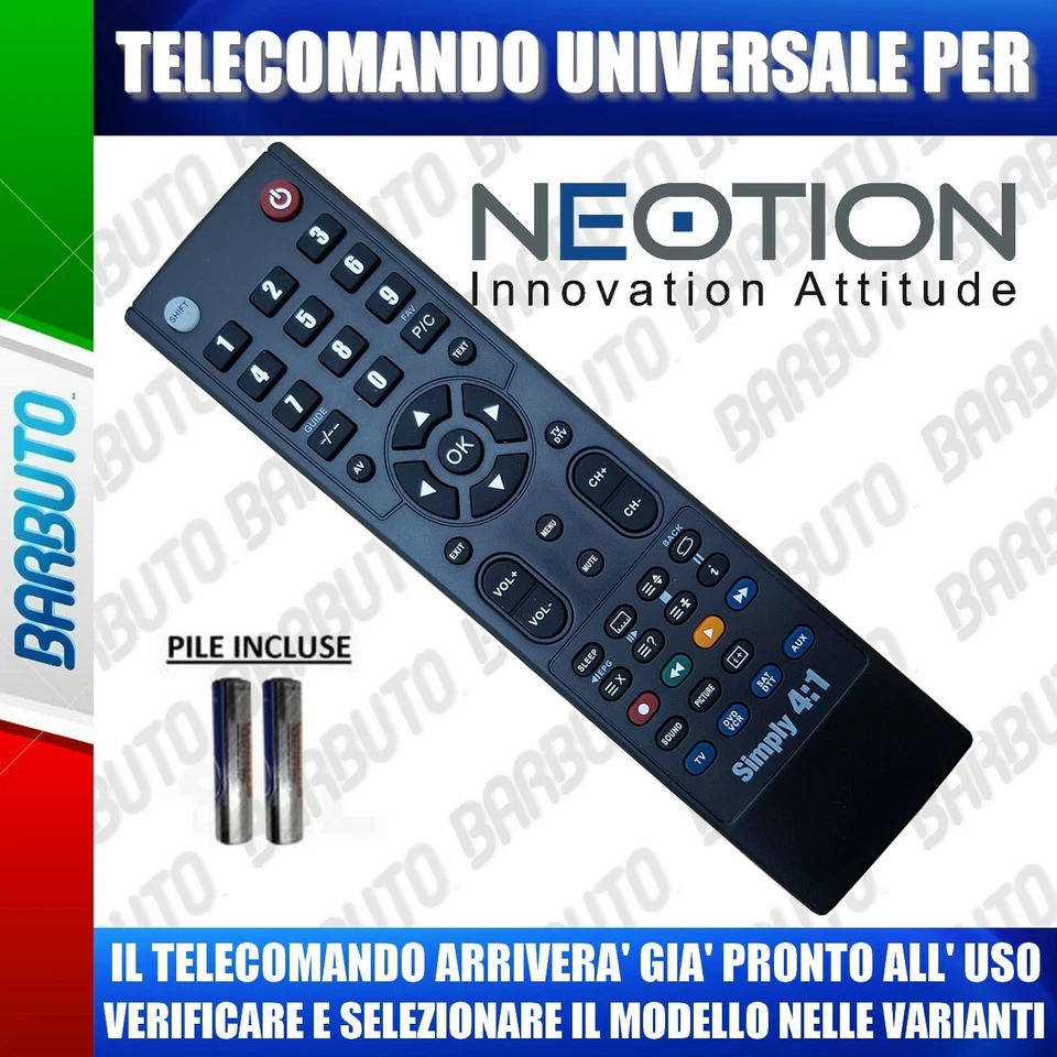 TELECOMANDO UNIVERSALE NEOTION, CLICCA IL TUO MODELLO LO RICEVERAI GIA PRONTO - Immagine 1 di 1