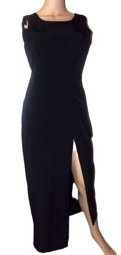 SAINT LAURENT (YSL) YVE'S COLLECTION VINTAGE TG.XS S MAXI ABITO NERO SENZA MANICHE