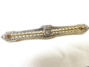 Lovely Antique 14k Gold Edwardian Art Deco Old European Cut Diamond Brooch Pin - Picture 1 of 13