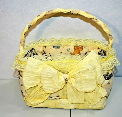 Basket Paper Twist Handmade Yellow Animals Zoo Vintage  - Image 1 of 4
