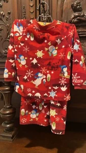 The Childrens Place boys pajamas size 4 Flannel Christmas Penguin Bear Red TCP - Picture 1 of 6