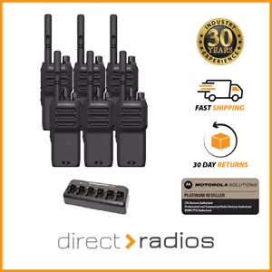 6 x Motorola R2 UHF Analog Zwei Wege Radio Walkie Talkie mit 6 Wege Ladegerät - Bild 1 von 13