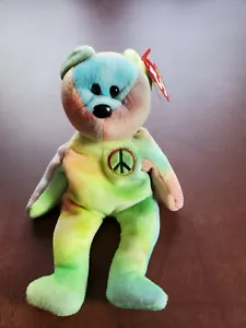 Ty Beanie Baby Peace Bear, 1st Edition, Rare, Errors, Mint and Colorful!!!! - Picture 1 of 9