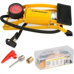 Dunlop Single Barrel Foot Air Pump Car Bike Bicycle Manometer Inflatables Balls - Picture 1 of 11