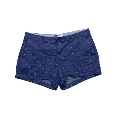 Old Navy Everyday 3" Chambray Shorts Womens Size 10 Navy Polka Dot Linen Blend - Image 1 of 4