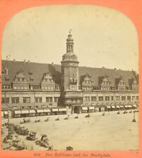 D0059~ Germany – Leipzig Town Hall & Market 1870s Stereoview Christmann