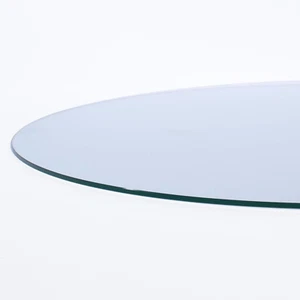 Mesa redonda de vidrio transparente de 24 pulgadas de 1/2" de grosor con borde plano pulido y temperatura - Imagen 1 de 6