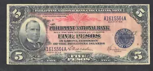 PHILIPPINES 5 PESOS 1916 ~ P-46b ~ U.S. ADMINISTRATION ~ NICE CRISPY VERY FINE - Picture 1 of 2
