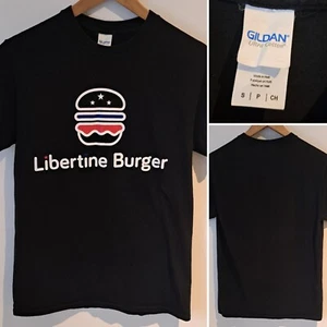 LIBERTINE BURGER RESTAURANT BLACK SHORT SLEEVE GILDAN T-SHIRT SIZE SMALL - Picture 1 of 4