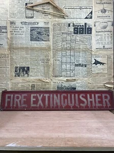 Vintage Wooden Factory Fire Extinguisher Double Sided Sign 1950s Excellent - Picture 1 of 6