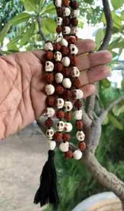Diosa KALI Nar Mund + ROSARIO Rudraksha Mala Calavera Tallada 108+1 Cuentas de Oración - Imagen 1 de 7