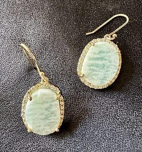 Louise Et Cie Earrings Green Crystals Amazonite - Picture 1 of 6