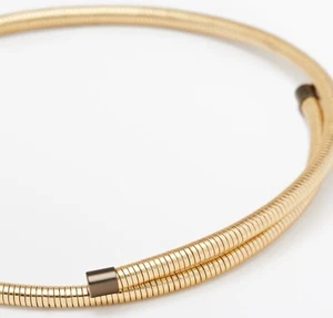 Zara Necklace Spiral Choker Massimo Dutti Gold Plate Opens One Size NEW NwT gyuh - Picture 1 of 15