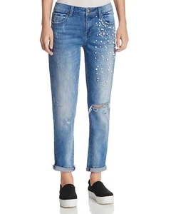 Pistola Women's Anya Embellished Cropped Boyfriend Jeans Size. 30 144780 - Picture 1 of 4