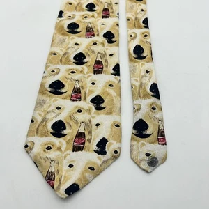 59" Coke Men's Necktie Polar Bear Glass Bottle Coca Cola Tie Made in USA - EUC - Picture 1 of 6