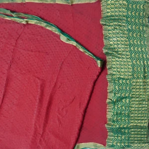 Saris rojos vintage 100 % pura seda crepé Mysore Zari tejido sari 5YD tela artesanal - Imagen 1 de 6