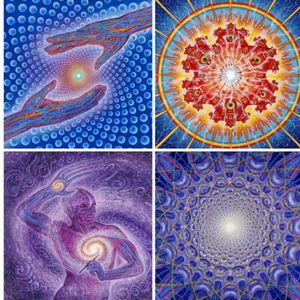 Poster astratto grande arte visionaria psichedelica Alex grigio dipinto stampe - Foto 1 di 20