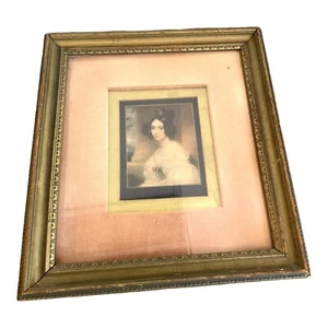 VINTAGE FRAMED WALL HANGING WITH DECOUPAGE PICTURE OF VICTORIAN LADY - Picture 1 of 7