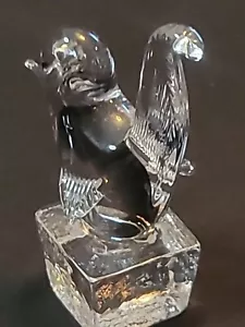 Vintage Arte Murano ICET Glass Bird Paperweight/Figurine Venezuela Clear w/Gray - Picture 1 of 22