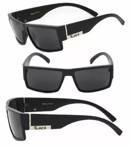 Locs Hombre Gánster Gafas de Sol W/ Funda Gratis - Negro Mate Marco Lente LC78 - Imagen 1 de 4