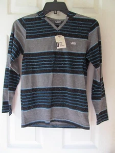 NWT Boy's VAN'S OFF THE WALL BLUE & BLACK SPECKLED V-NECK HOODIE T-SHIRT S XL - Picture 1 of 6