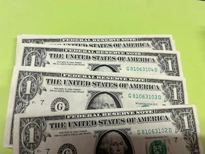 1-1969 One Dollar ($1) Bill Uncirculated Consecutive Sequential SERIAL NUMBER - Picture 1 of 2