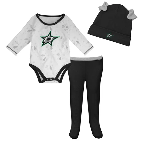 Newborn & Infant White/Kelly Green Dallas Stars Dream Team Hat Pants & Bodysuit Cover