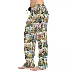 Bunny Rabbits Custom Pajama Pants Women's Easter Valentines Bunnies Bunny Mom - Picture 1 of 6