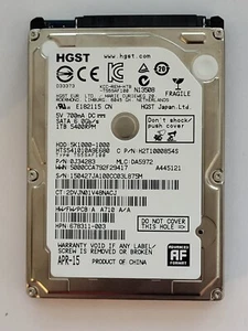 HTS541010A9E680, PN: 0J34283, MLC: DA5972, APR 15, HGST 1Tb 2.5" HDD - Imagen 1 de 2