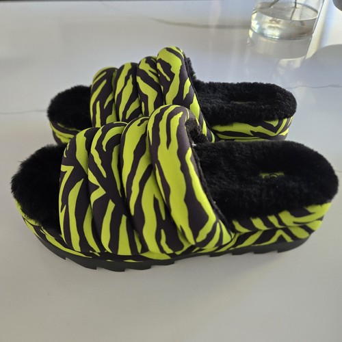 SANDALI scarpe UGG taglia 9 maxi stampa tigre mimetici slip on pelliccia 1127075 nuovi