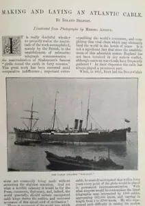 Atlantic Cable Laying Steamer Faraday Rare Victorian Photo Article 1897 Canso - Bild 1 von 4
