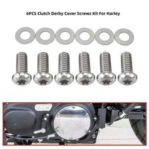 6x Stainless Steel Derby Cover Screws Harley Twin Cam 1999-2017, Sportster 04-up - Picture 1 of 8
