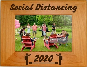 Social Distancing 2020 - Personalized Wood Picture Frames - Photo Gifts Presents - Picture 1 of 15