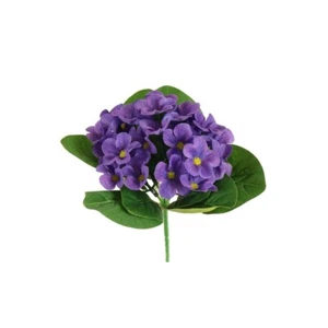 Faux Silk African Violet Flower Bush 18cm/7 Inches Tall Purple - Picture 1 of 1