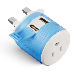 UK, Ireland Travel Adapter - 3 in 1 - 2 USB - Type G - Compact Design (U2U-7) - Picture 1 of 11