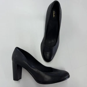 Zapatos Clarks para mujer talla 9 negros Kaylin Cara 2 cuero tacón bloque zapatos cómodos - Imagen 1 de 9