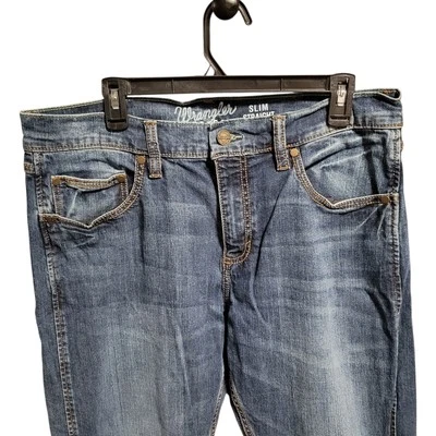 Pantalones de mezclilla rectos ajustados retro Wrangler para hombre 34x34 (32,5" entrepierna real)  Foto 1 de 4