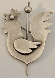 Vintage 3-D Figur HAHN WETTERFAHNE Sterlingsilber Anstecknadel Brosche P. FALES - Bild 1 von 7