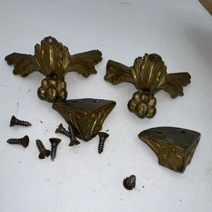 ANTIQUE MANTLE SHELF Cast Metal Lion Paws Feet Gold TRIM REPLACEMENT PARTS - Picture 1 of 4