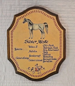 Placa de linaje de pedigrí de madera "Silver Miste" caballo árabe años 60 - Imagen 1 de 4