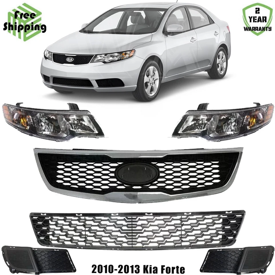 Front Grille Assembly & Headlight Assembly Kit For 2010-2013 Kia Forte — 第 1/4 张图片