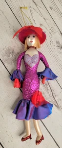 De Carlini Elegant Shopper Lady Vtg Italian Glass Ornament Adults Purple Red - Picture 1 of 9