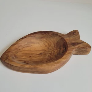 Handgeschnitzte Olivenholz Fischschale 6" Snack Tablett einzigartige Maserungsmuster Beschreibung - Bild 1 von 12