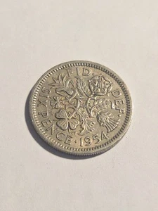 Moneta da 6 pence sei pence Gran Bretagna 1954 - Lotto BT523 - Foto 1 di 2