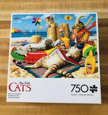 New Buffalo Games Cats Beachcombers 750 Piece Interlocking Jigsaw Puzzle - Image 1 of 4