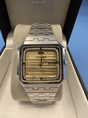 RARO! Reloj Automático De Colección Orient Freza Cristal Tanque Cuadrado ¡VENDEDOR DE EE. UU.! Foto 1 de 4