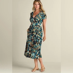 Soft Surroundings Penelope Midi Dress size 1X Menara Ikat blue printed boho NWT - Picture 1 of 10